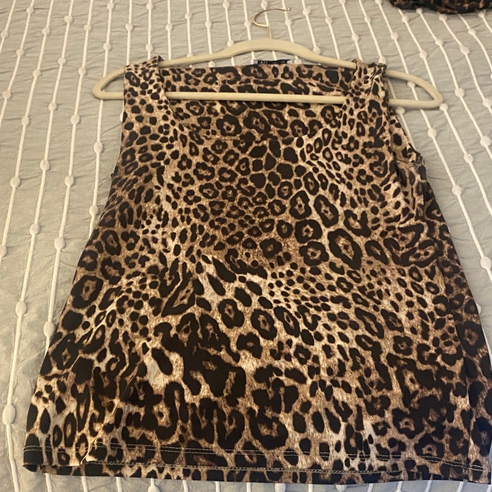 Zara Leopard Print Tank Top - Brown, Black